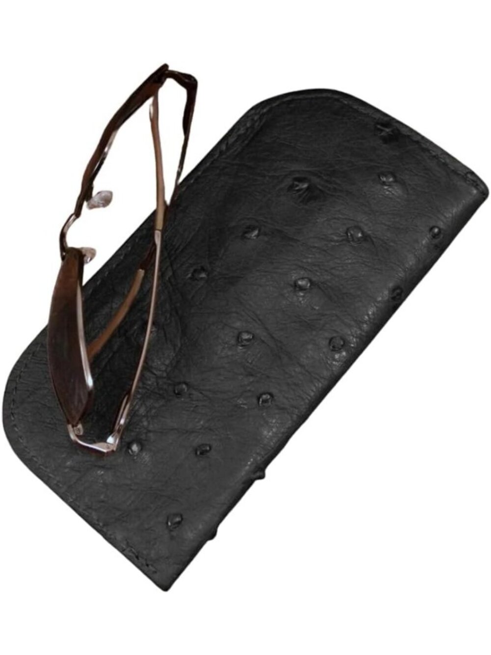 Luxurious Ostrich Leather Eyeglasses Case | Soft Sunglasses Pouch & Holder